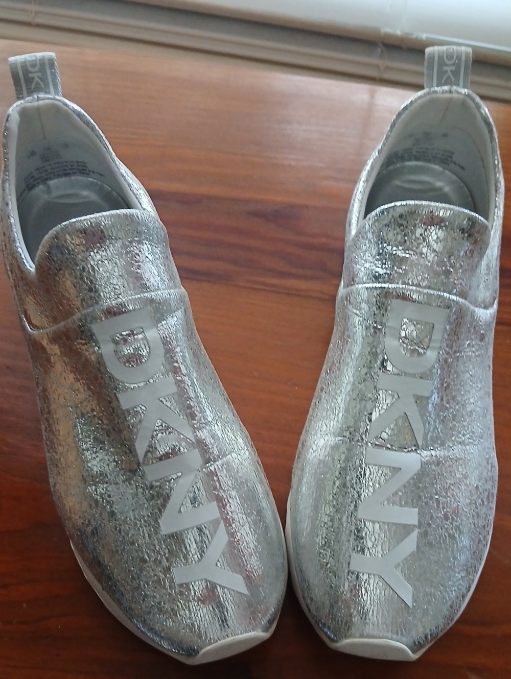 DKNY Silver Metallic Slip-On Women's Sneakers